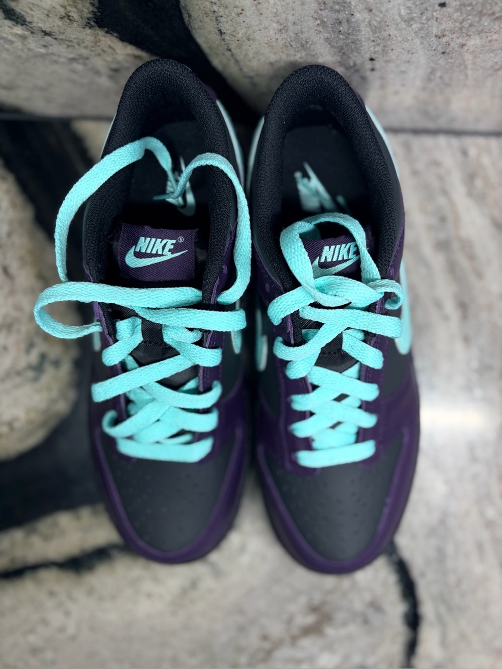 Nike Dunk Low GS Purple Aqua Black Sneakers Women’s 7.5 / Youth 6Y FB9109-012 - Picture 9 of 11